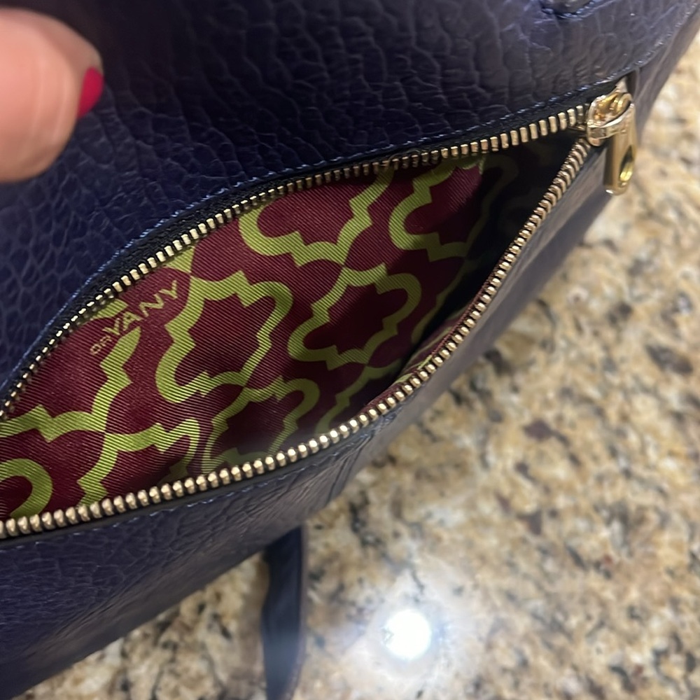 orYANY Navy Leather and Suede Satchel NWT - Picture 5 of 9